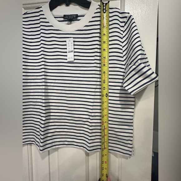 J.Crew Women's Relaxed Premium Weight Cropped TShirt Classic Ivory Stripe XS NWT - Picture 9 of 10